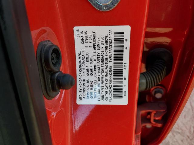 2HGFC2F52HH502565 - 2017 HONDA CIVIC LX RED photo 12