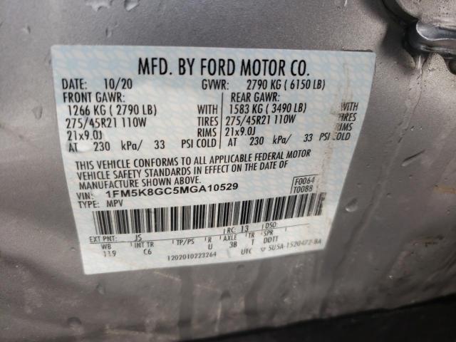 1FM5K8GC5MGA10529 - 2021 FORD EXPLORER ST GRAY photo 14