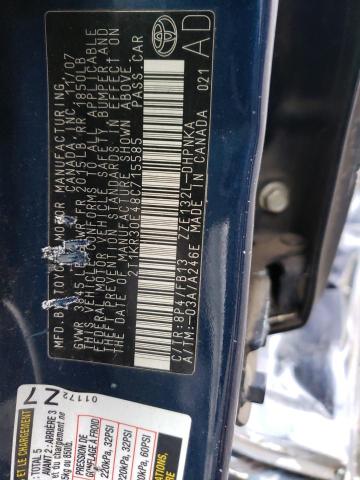 2T1KR30E48C715585 - 2008 TOYOTA COROLLA MA XR BLUE photo 12