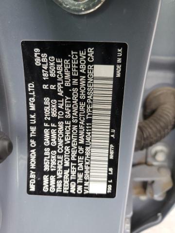 SHHFK7H68LU404111 - 2020 HONDA CIVIC EX GRAY photo 12