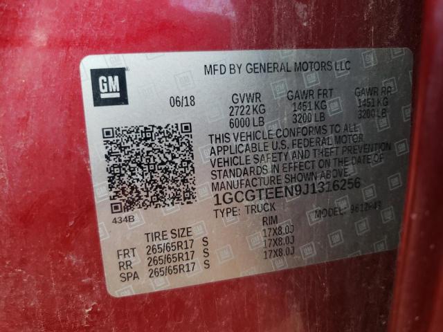 1GCGTEEN9J1316256 - 2018 CHEVROLET COLORADO ZR2 RED photo 13