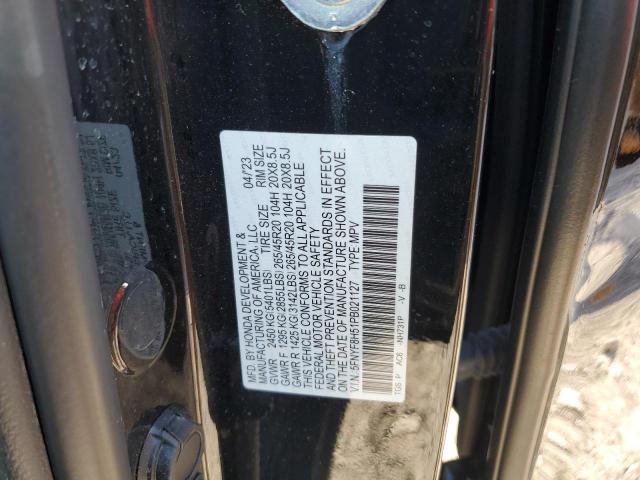 5FNYF8H51PB021127 - 2023 HONDA PASSPORT EXL BLACK photo 13