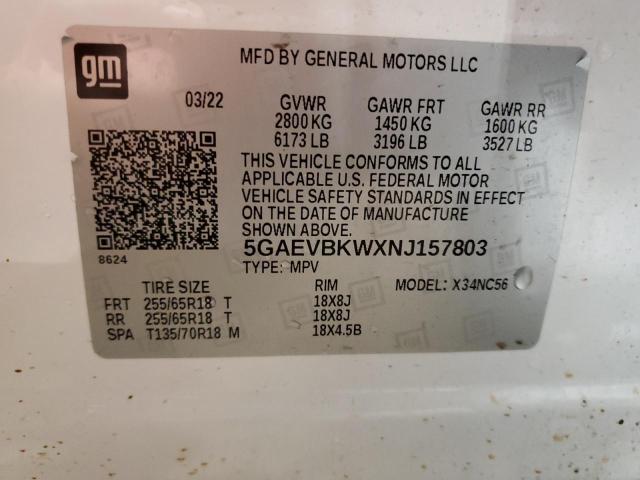 5GAEVBKWXNJ157803 - 2022 BUICK ENCLAVE PREMIUM WHITE photo 12