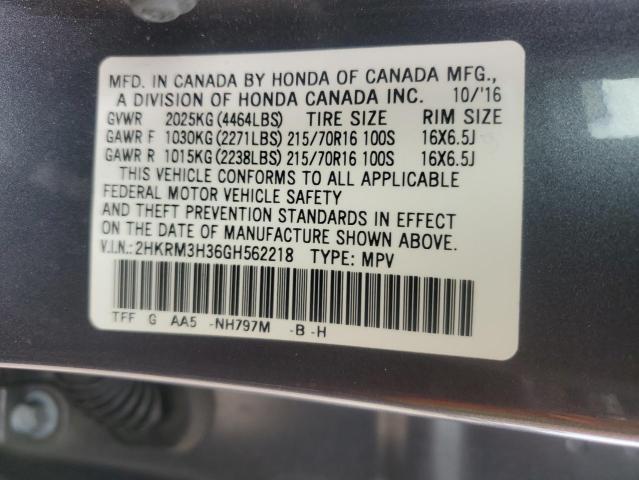 2HKRM3H36GH562218 - 2016 HONDA CR-V LX CHARCOAL photo 13