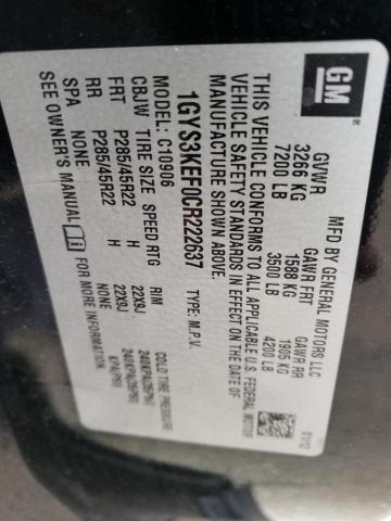 1GYS3KEF0CR222637 - 2012 CADILLAC ESCALADE ESV PLATINUM შავი ფოტო 12