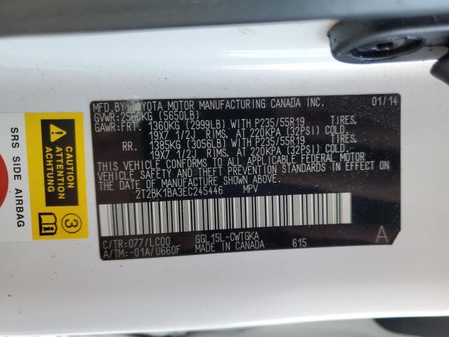 2T2BK1BA3EC245446 - 2014 LEXUS RX 350 BASE WHITE photo 14