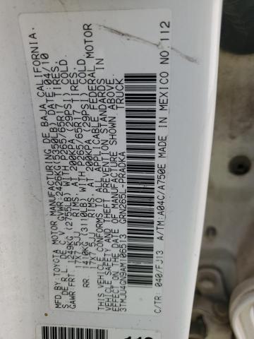 3TMJU4GN9AM106513 - 2010 TOYOTA TACOMA DOUBLE CAB PRERUNNER WHITE photo 12