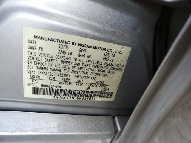 1N4AL11D36N333054 - 2006 NISSAN ALTIMA S SILVER photo 12