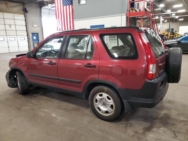 JHLRD68516C003059 - 2006 HONDA CR-V LX BURGUNDY photo 2