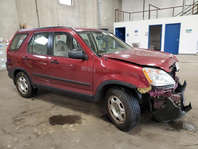 JHLRD68516C003059 - 2006 HONDA CR-V LX BURGUNDY photo 4