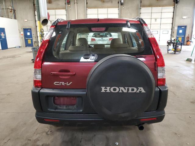 JHLRD68516C003059 - 2006 HONDA CR-V LX BURGUNDY photo 6