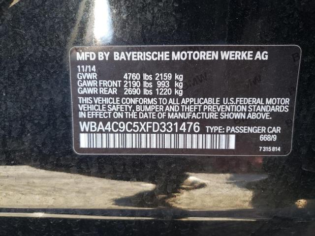 WBA4C9C5XFD331476 - 2015 BMW 428 XI GRAN COUPE SULEV BLACK photo 12