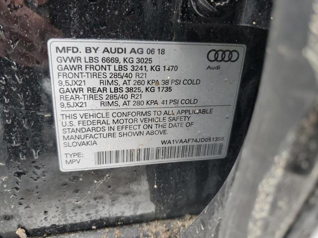 WA1VAAF74JD051356 - 2018 AUDI Q7 PRESTIGE BLACK photo 13