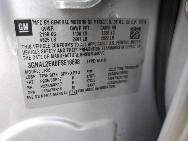 3GNAL2EK8FS518898 - 2015 CHEVROLET CAPTIVA LS 银色 照片 13