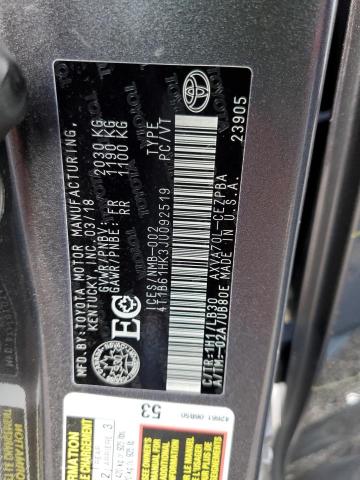 4T1B61HK3JU092519 - 2018 TOYOTA CAMRY XSE GRAY photo 13