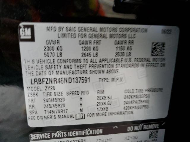 LRBFZNR46ND137591 - 2022 BUICK ENVISION ESSENCE BLACK photo 13