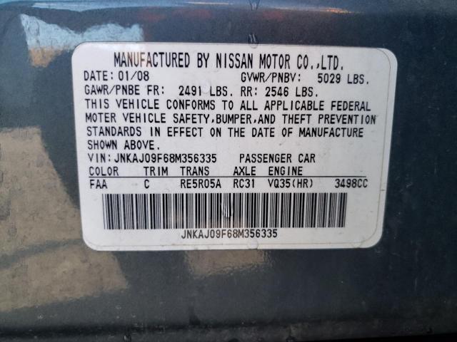 JNKAJ09F68M356335 - 2008 INFINITI EX35 BASE Թիրկույզ լուսանկար 12