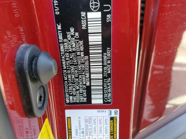 NMTKHMBXXKR086788 - 2019 TOYOTA C-HR XLE RED photo 13