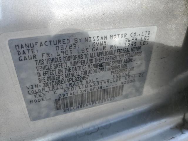 3N1CN8EV4PL832457 - 2023 NISSAN VERSA SV SILVER photo 12