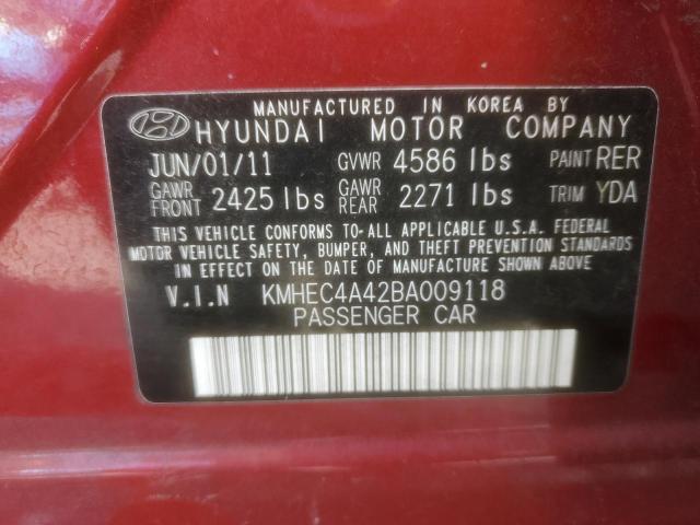 KMHEC4A42BA009118 - 2011 HYUNDAI SONATA HYBRID RED photo 13