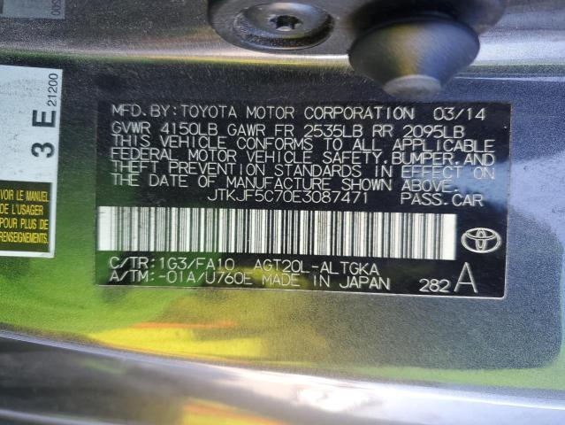 JTKJF5C70E3087471 - 2014 TOYOTA SCION TC 灰色 照片 12