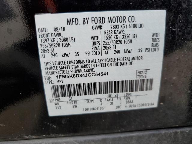 1FM5K8D84JGC54541 - 2018 FORD EXPLORER XLT BLACK photo 13