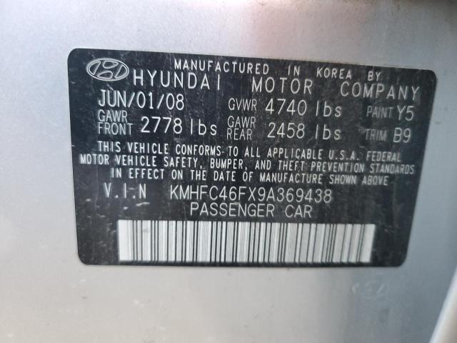 KMHFC46FX9A369438 - 2009 HYUNDAI AZERA SE SILVER photo 12