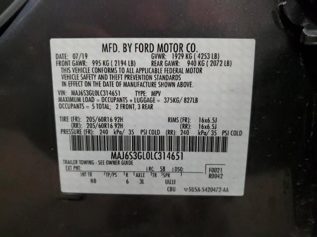 MAJ6S3GL0LC314651 - 2020 FORD ECOSPORT SE GRAY photo 13