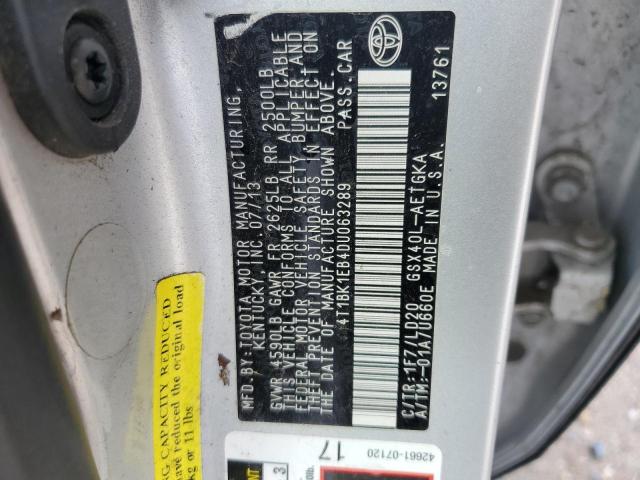 4T1BK1EB4DU063289 - 2013 TOYOTA AVALON BASE 银色 照片 12