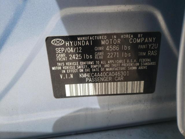 KMHEC4A40CA046301 - 2012 HYUNDAI SONATA HYBRID BLUE photo 12