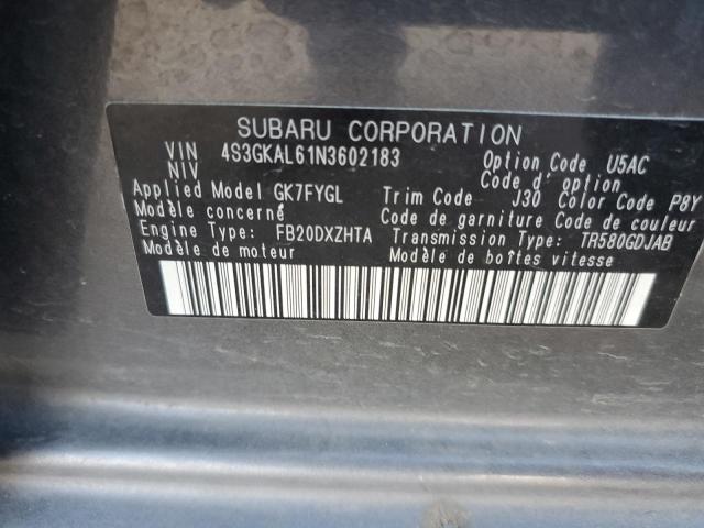 4S3GKAL61N3602183 - 2022 SUBARU IMPREZA SPORT GRAY photo 13