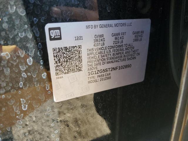 1G1ZG5ST2NF102890 - 2022 CHEVROLET MALIBU RS BLACK photo 13