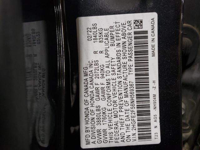 2HGFE2F56NH569367 - 2022 HONDA CIVIC SPORT 灰色 照片 13