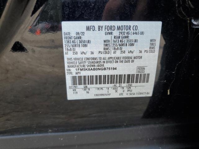 1FM5K8AB0NGB75194 - 2022 FORD EXPLORER POLICE INTERCEPTOR 黑色 照片 14