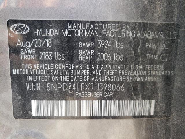 5NPD74LFXJH398066 - 2018 HYUNDAI ELANTRA SE GRAY photo 12