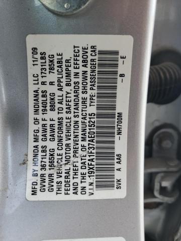 19XFA1F37AE015215 - 2010 HONDA CIVIC VP SILVER photo 12