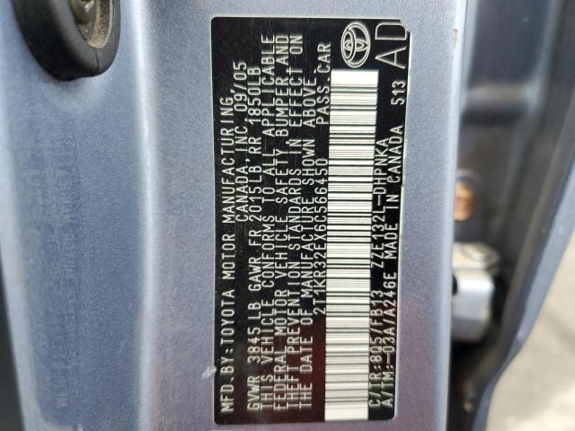 2T1KR32EX6C566450 - 2006 TOYOTA COROLLA MA XR BLUE photo 12