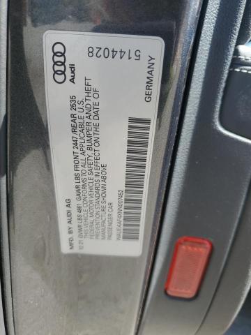 WAUEAAF4XNN007452 - 2022 AUDI A4 PREMIUM PLUS 45 CHARCOAL photo 12