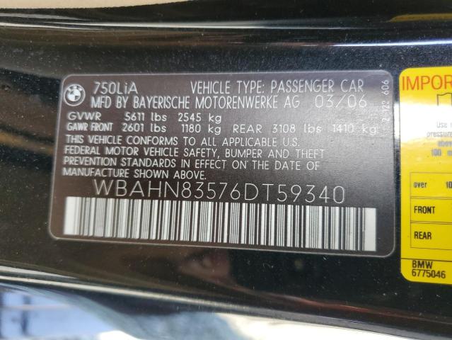 WBAHN83576DT59340 - 2006 BMW 750 LI BLACK photo 12