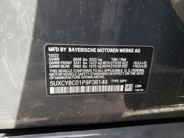 5UXCY8C01P9P38149 - 2023 BMW X6 M50I GRAY photo 12