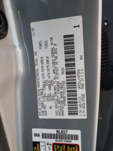 5TFRM5F17KX137925 - 2019 TOYOTA TUNDRA DOUBLE CAB SR/SR5 GRAY photo 12