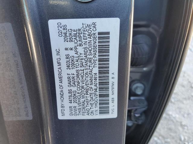 1HGCV2F94LA014614 - 2020 HONDA ACCORD TOURING GRAY photo 13