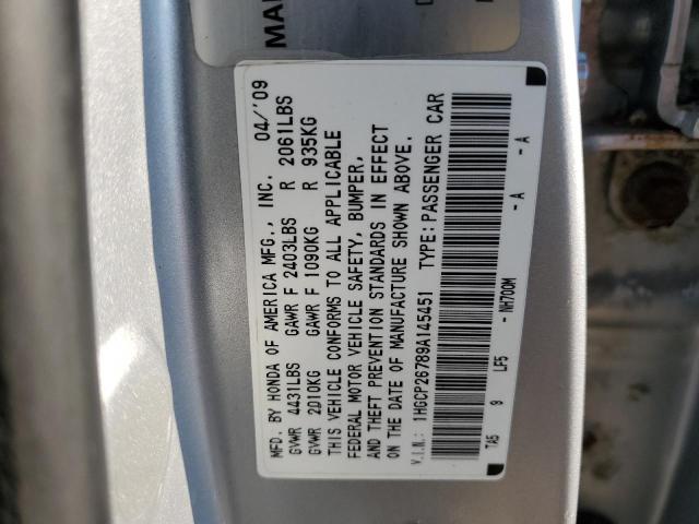 1HGCP26789A145451 - 2009 HONDA ACCORD EX SILVER photo 13