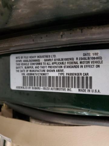 4S3BH675127638077 - 2002 SUBARU LEGACY OUTBACK AWP 绿色 照片 12