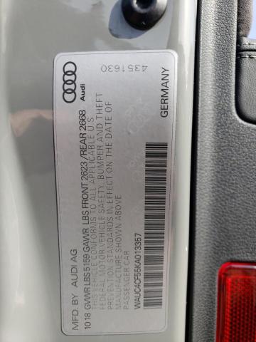 WAUC4CF55KA013357 - 2019 AUDI S5 PRESTIGE GRAY photo 12