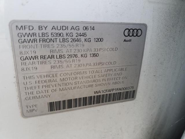 WA1CFAFP1FA006375 - 2015 AUDI Q5 PREMIUM WHITE photo 14