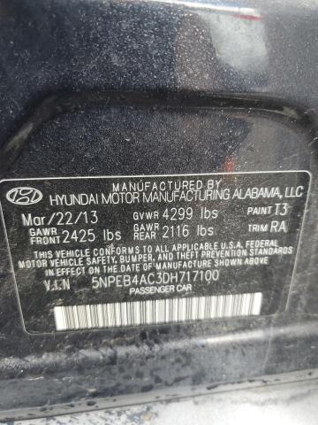 5NPEB4AC3DH717100 - 2013 HYUNDAI SONATA GLS BLUE photo 12