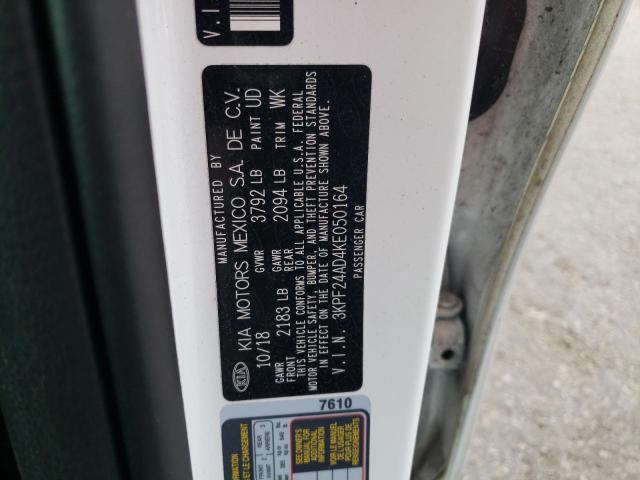 3KPF24AD4KE050164 - 2019 KIA FORTE FE WHITE photo 12