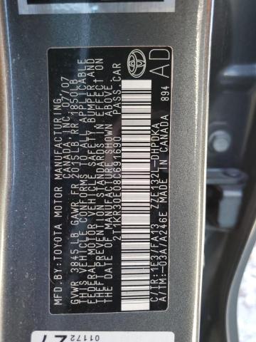 2T1KR30E08C691690 - 2008 TOYOTA COROLLA MA XR CHARCOAL photo 14