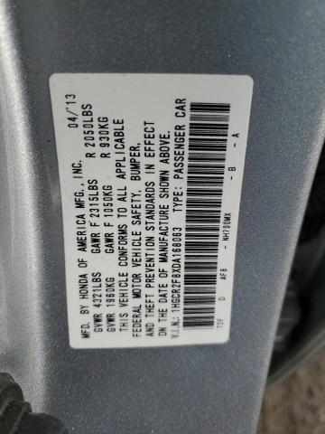 1HGCR2F8XDA168063 - 2013 HONDA ACCORD EXL SILVER photo 12